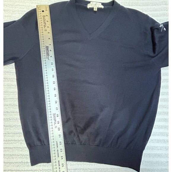 Fairway & Greens Mens Italian Merino Pullover V-Neck Golf Sweater Medium Navy - Picture 3 of 9